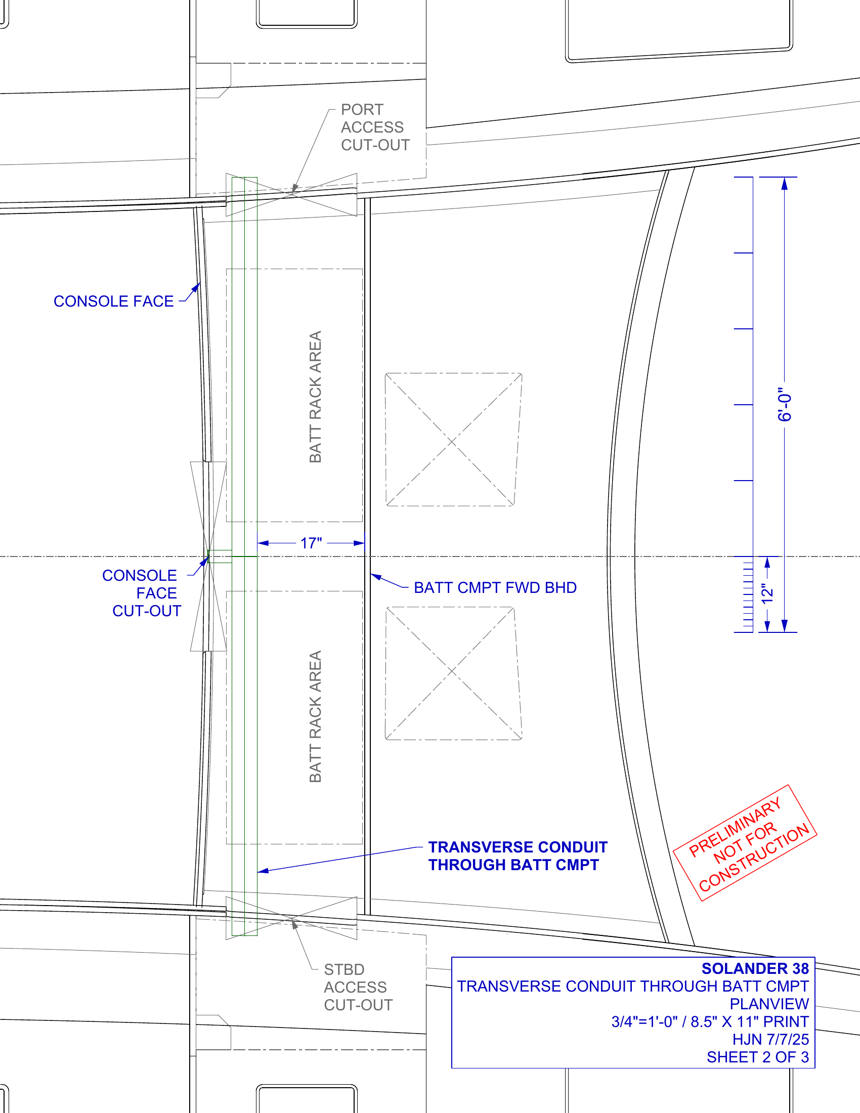 PRELIM battery component transverse conduit sheet 2 of 3 planview