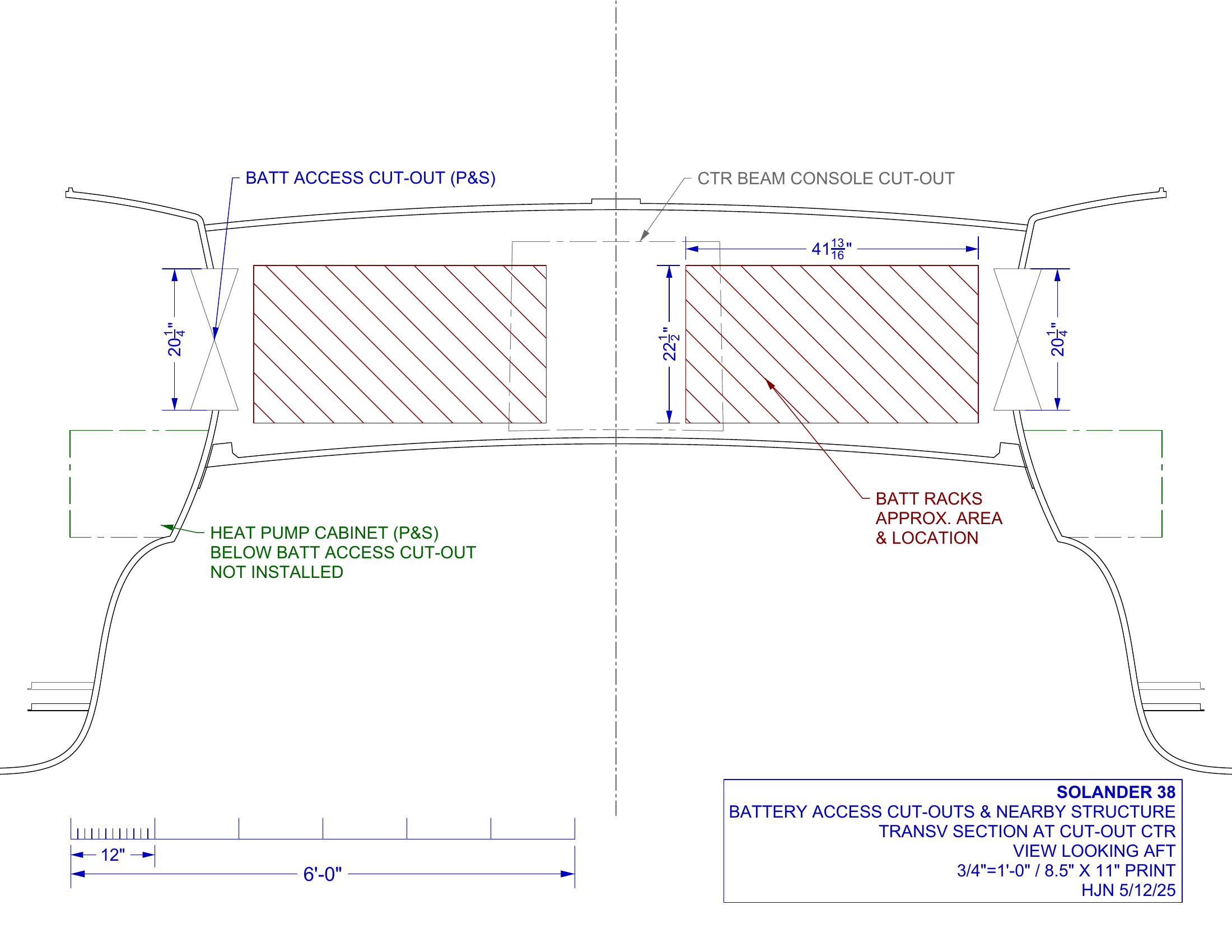 battery access & nearby structure transverse section