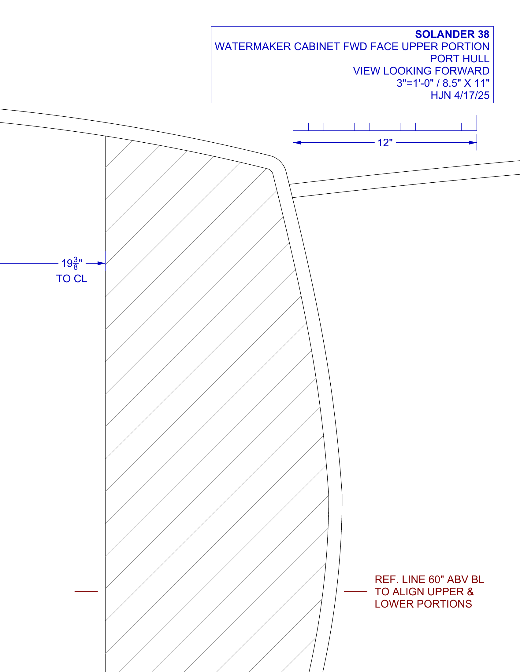 watermaker cabinet forward face upper