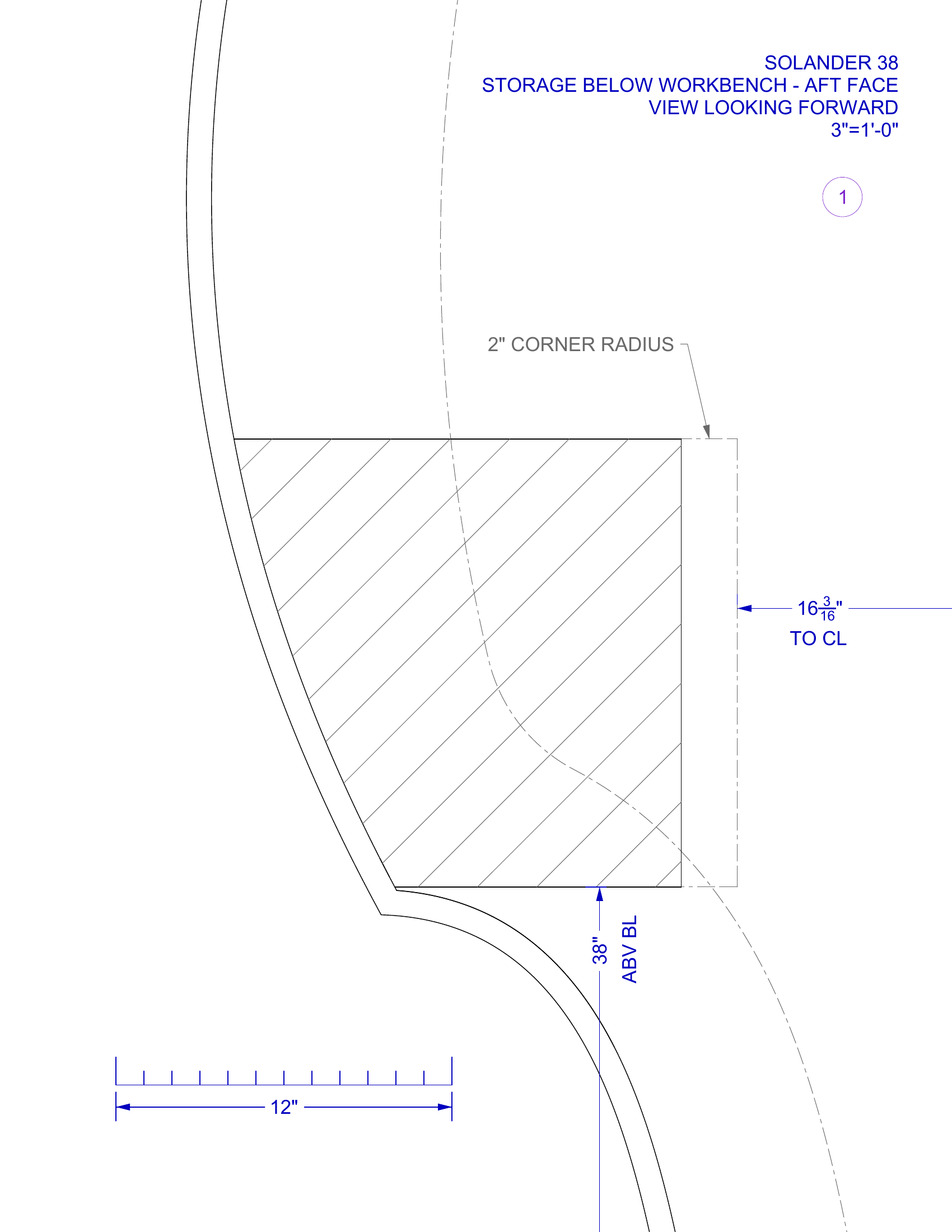 cabinet partition 1 with centerline measurement