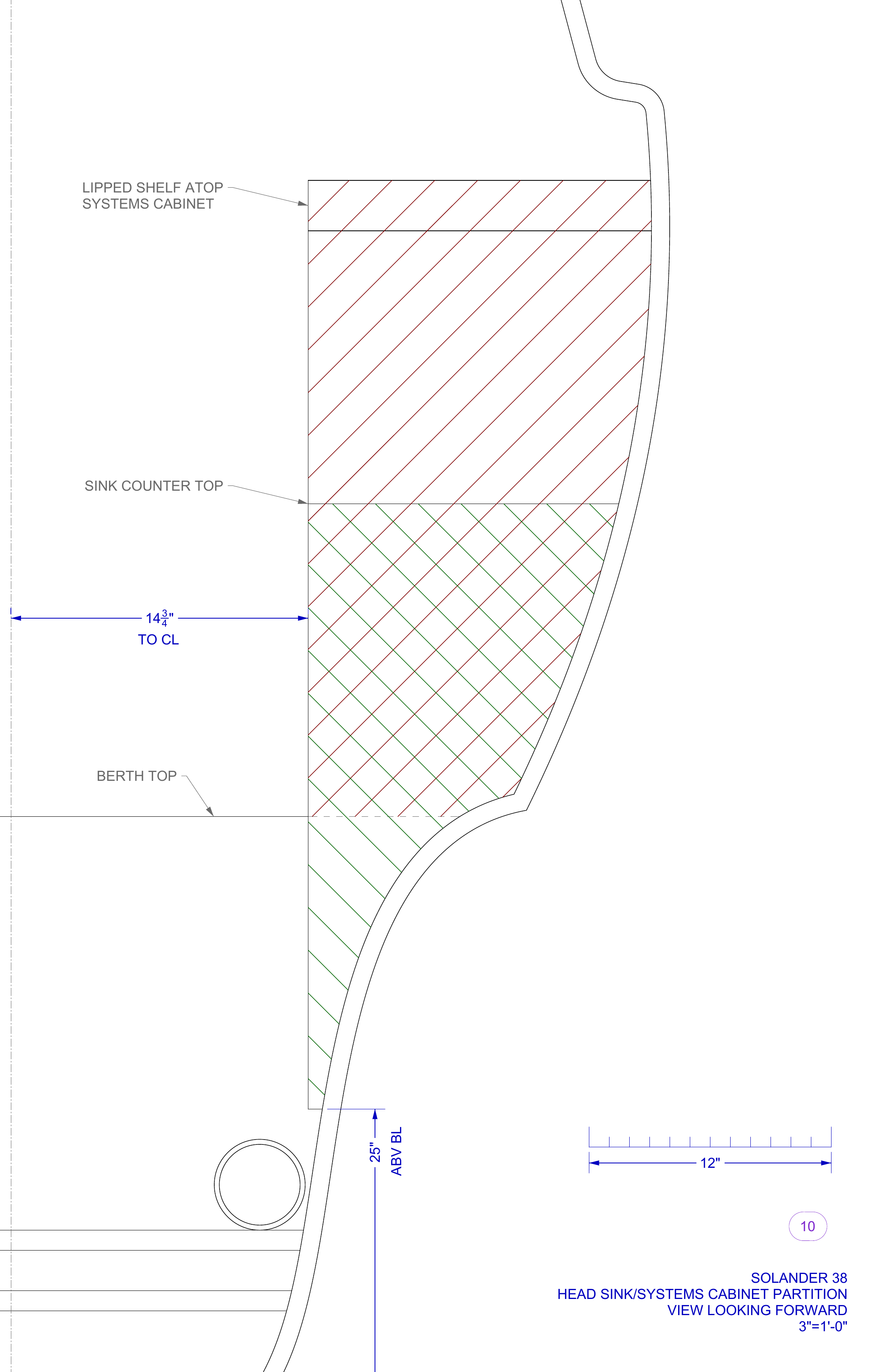 cabinet partition 10 11X17IN with centerline measurement