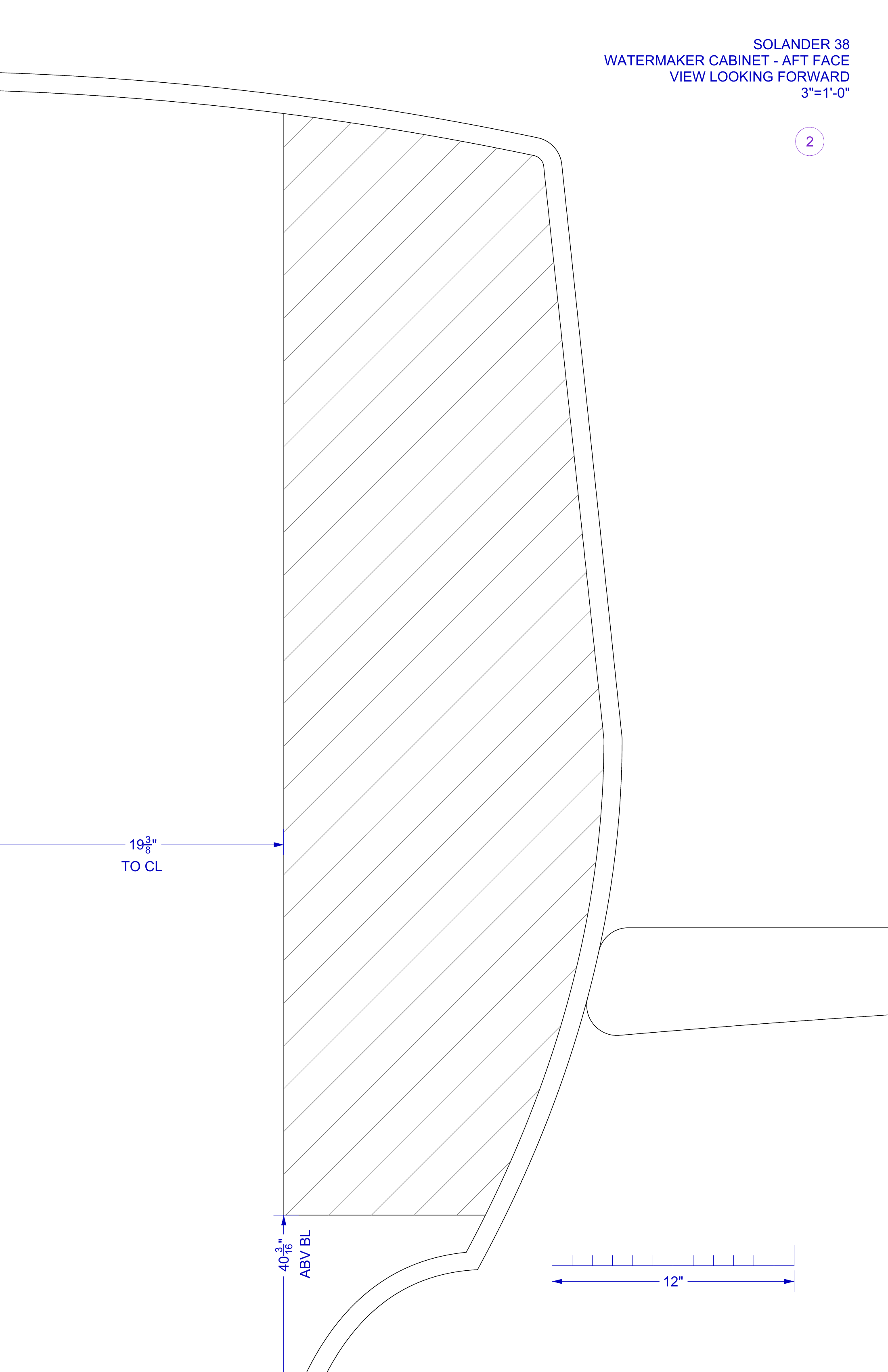 cabinet partition 2 11X17IN with centerline measurement