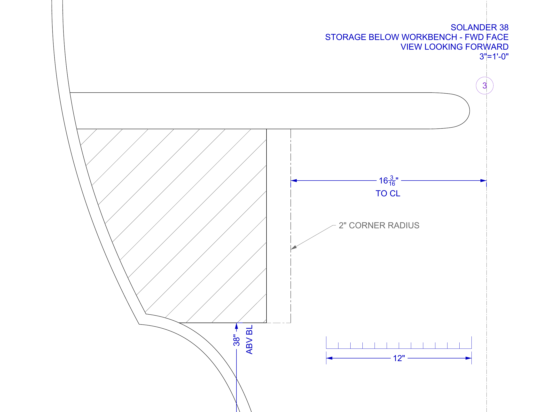 cabinet partition 3 with centerline measurement