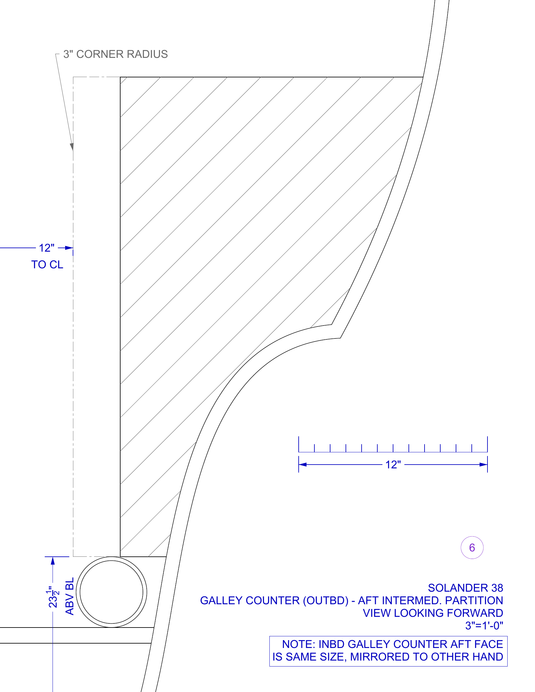 cabinet partition 6 with centerline measurement
