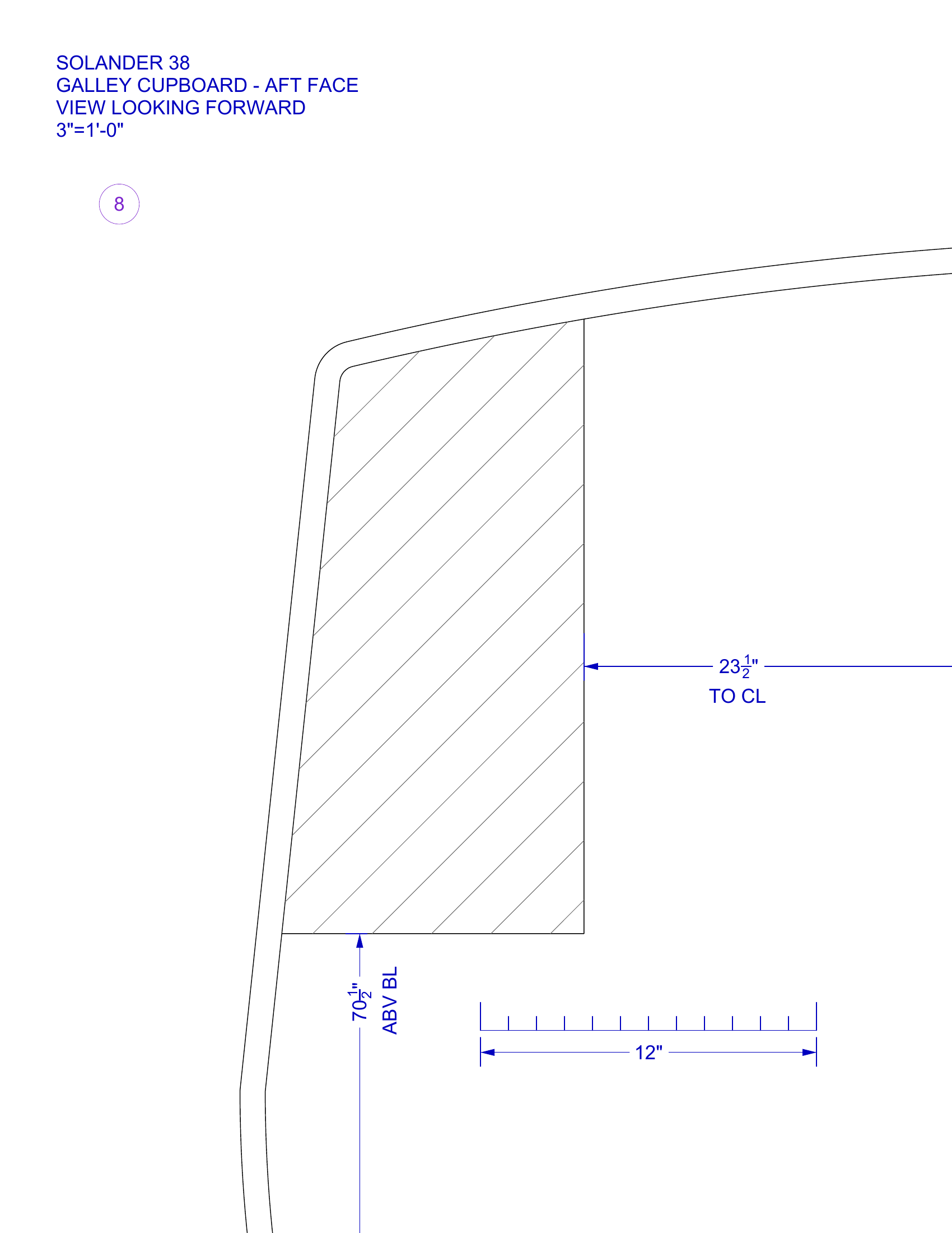 cabinet partition 8 with centerline measurement