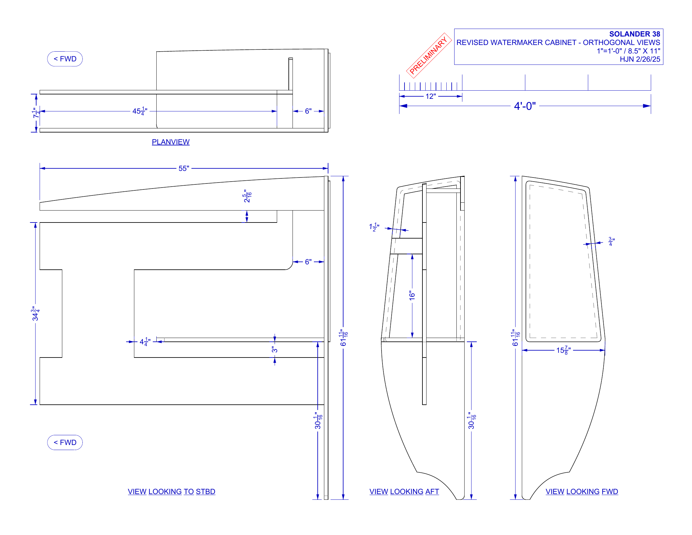 watermaker cabinet orthogonal views
