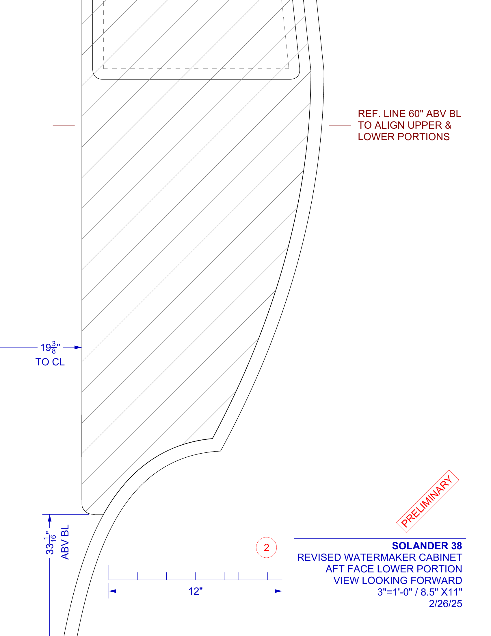 watermaker cabinet partition section lower