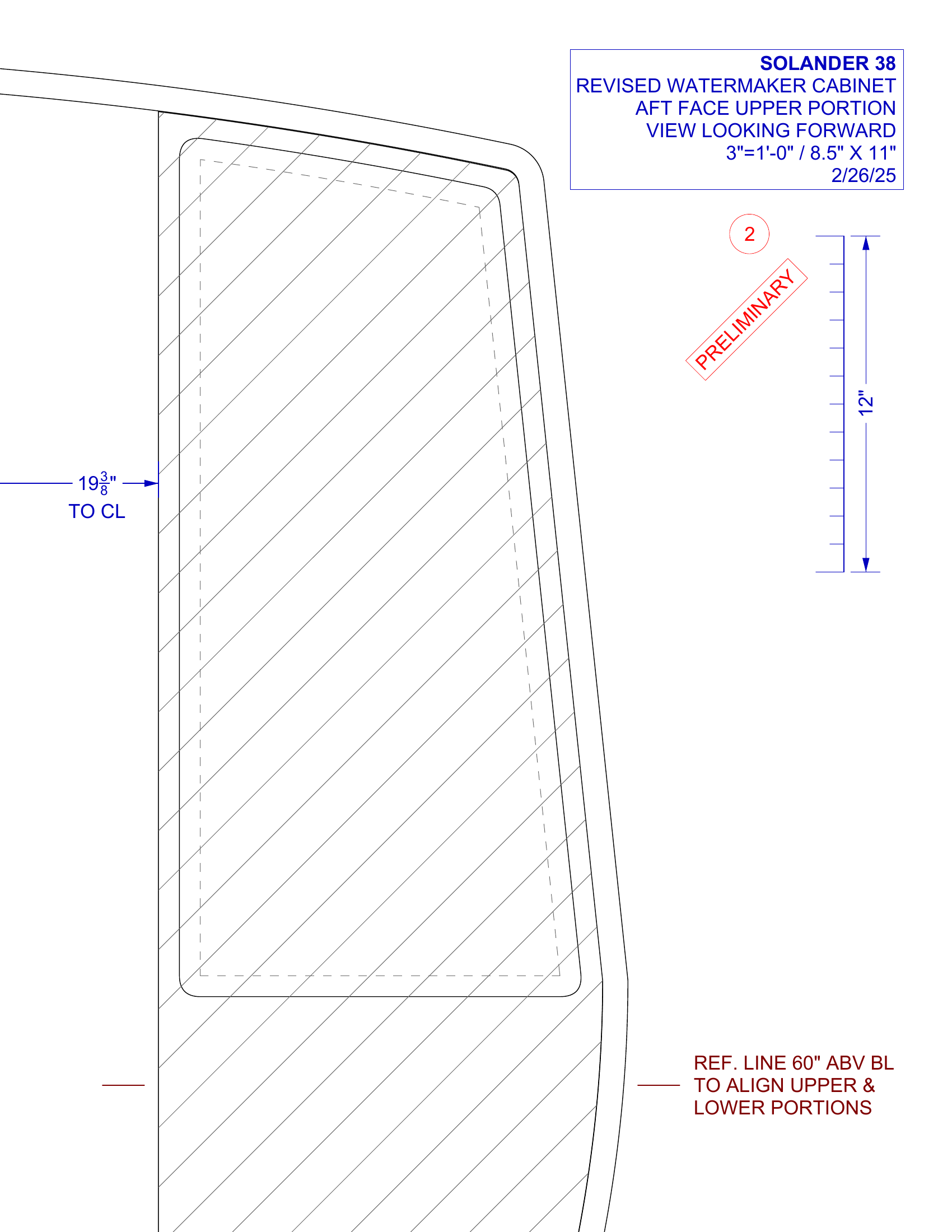 watermaker cabinet partition section upper