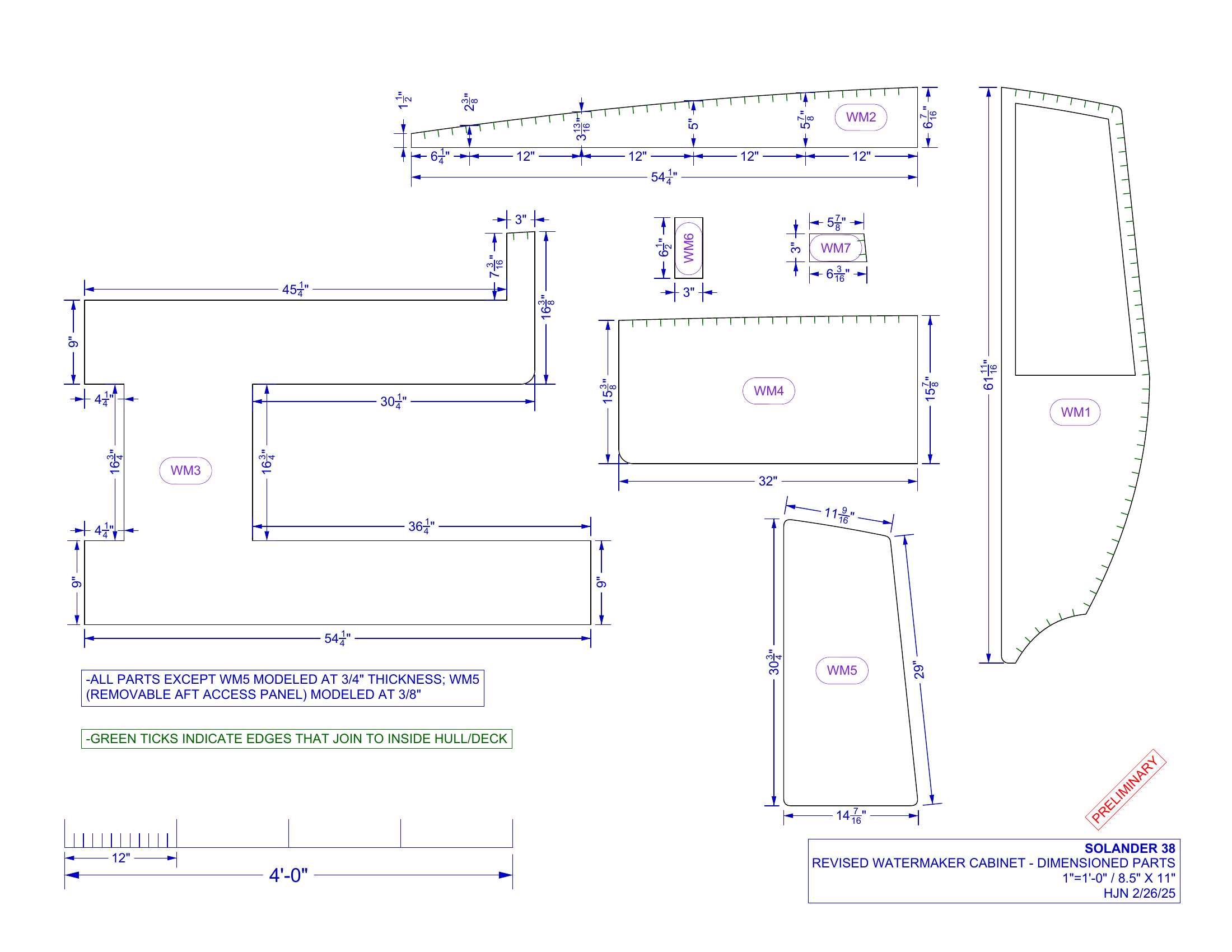 Watermaker cabinet parts dimensions