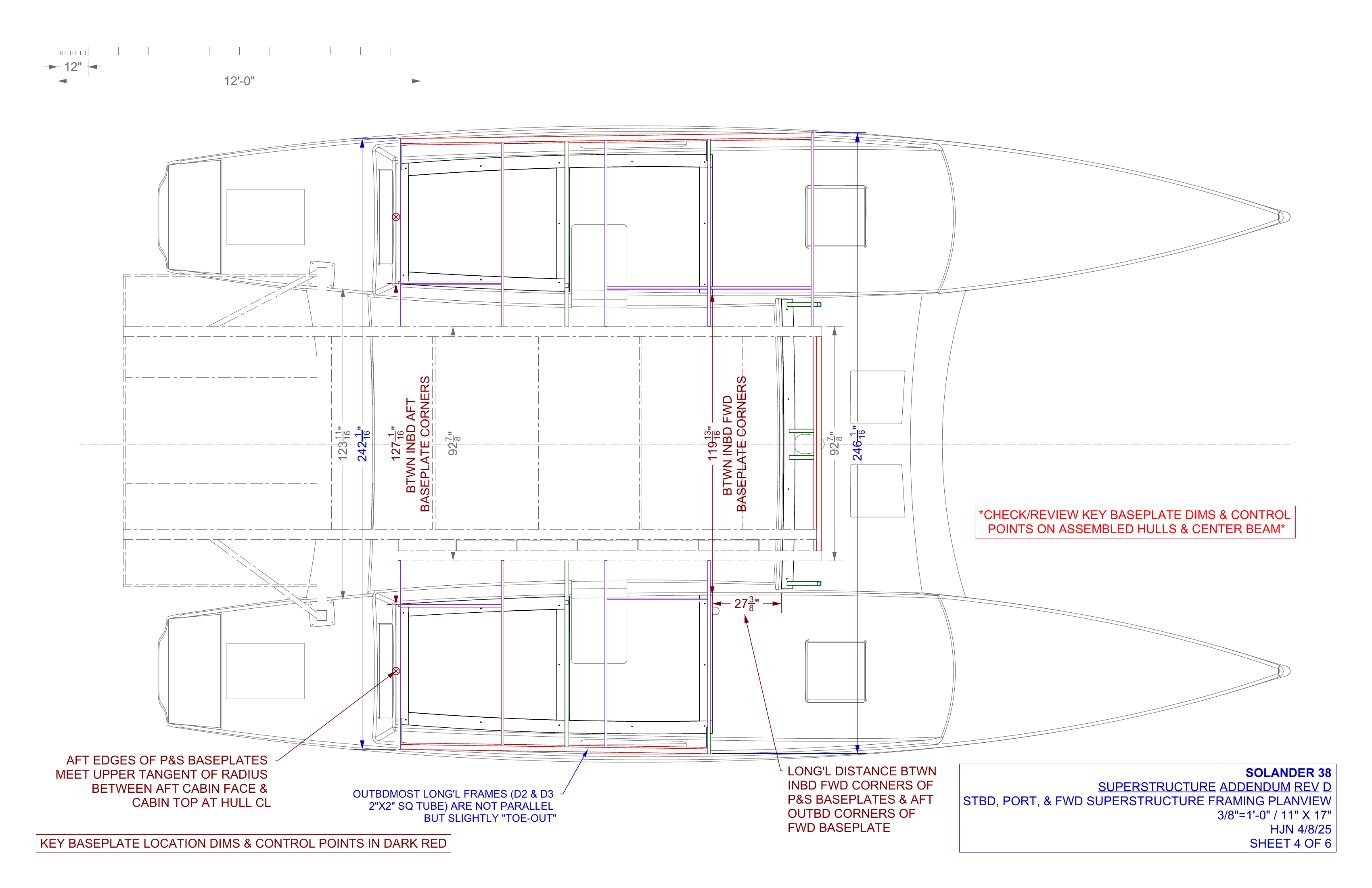 superstructure addendum rev D sheet 4 of 6 - port, starboard, forward framing planview