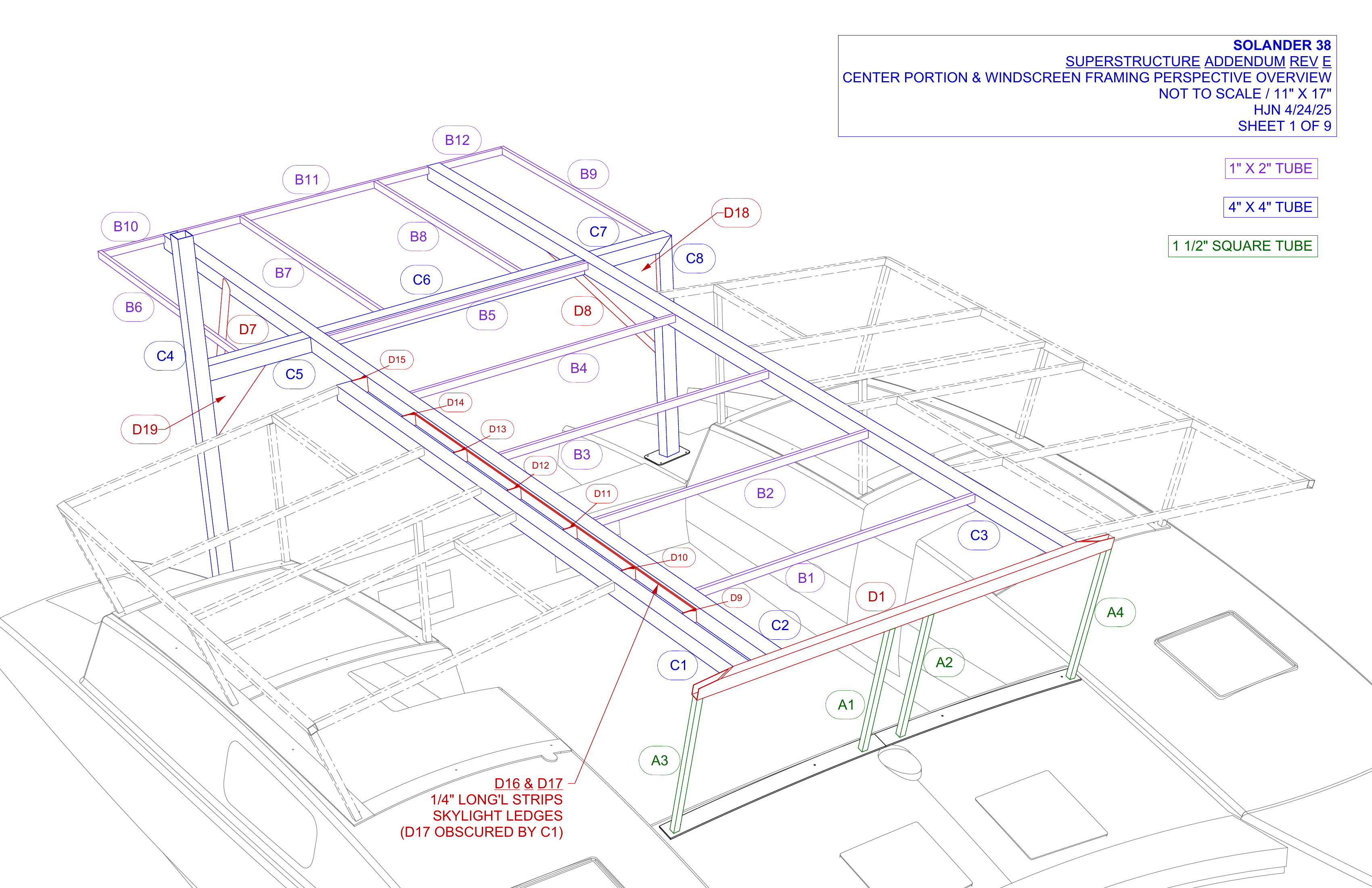 addendum rev E sheet 1 of 9 center & windscreen framing overview