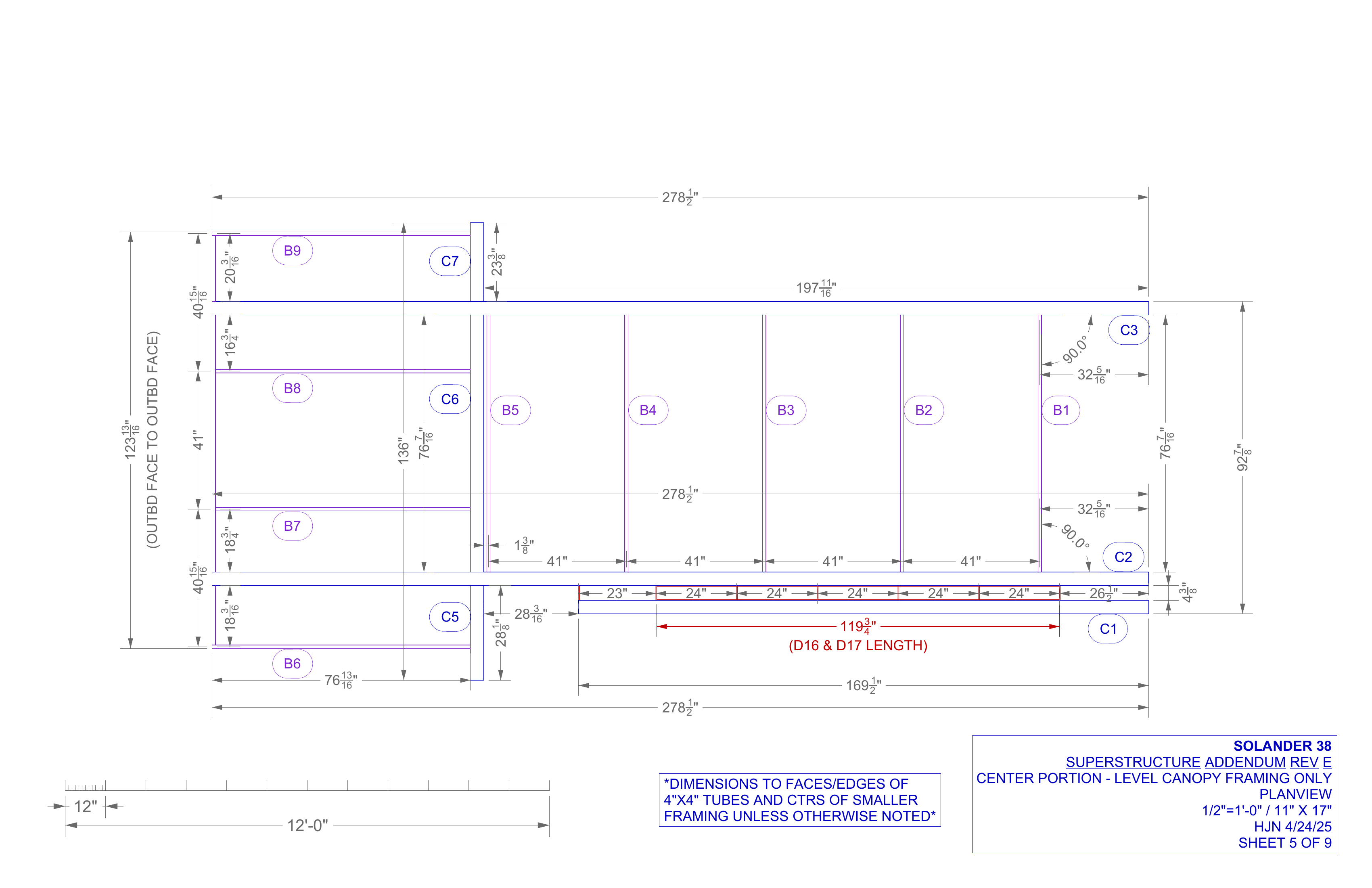 addendum rev E sheet 5 of 9 level canopy framing