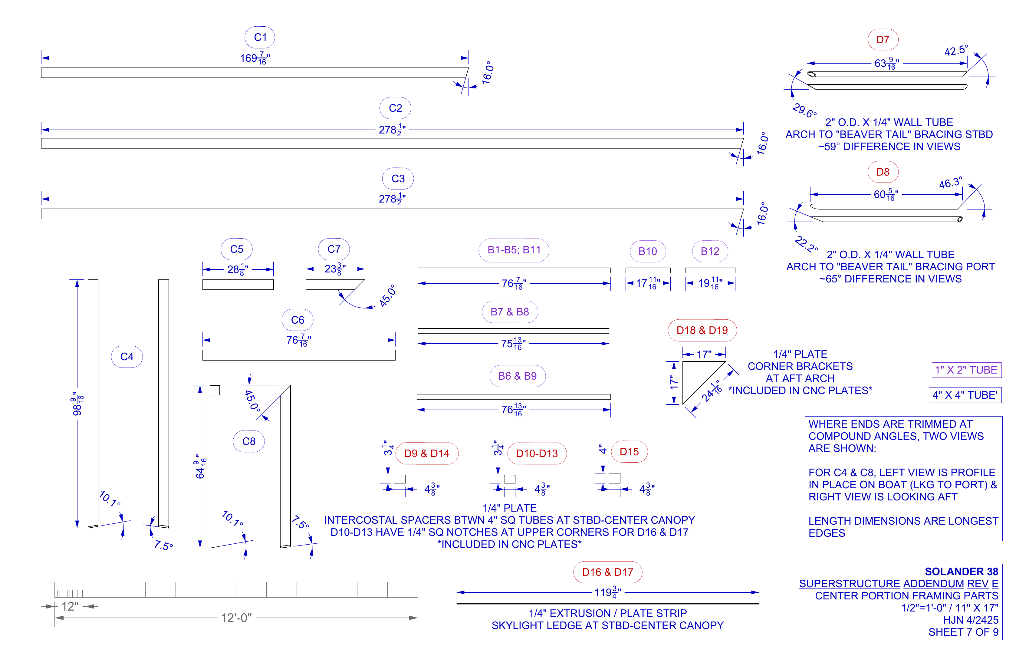 addendum rev E sheet 7 of 9 center frame parts