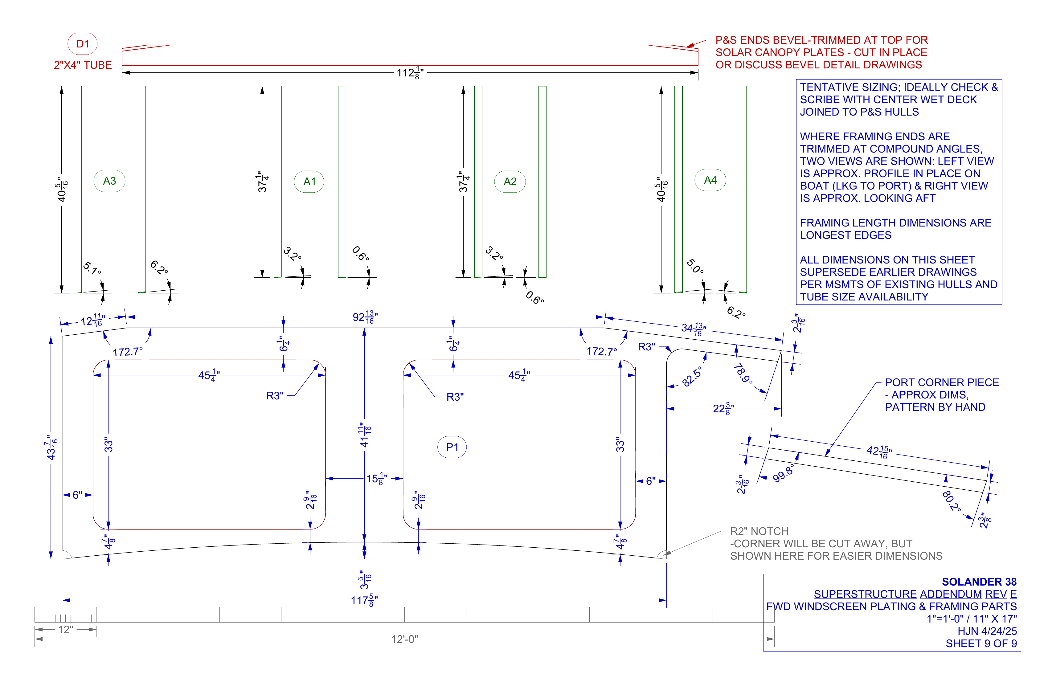 addendum rev E sheet 9 of 9 windscreen frame parts