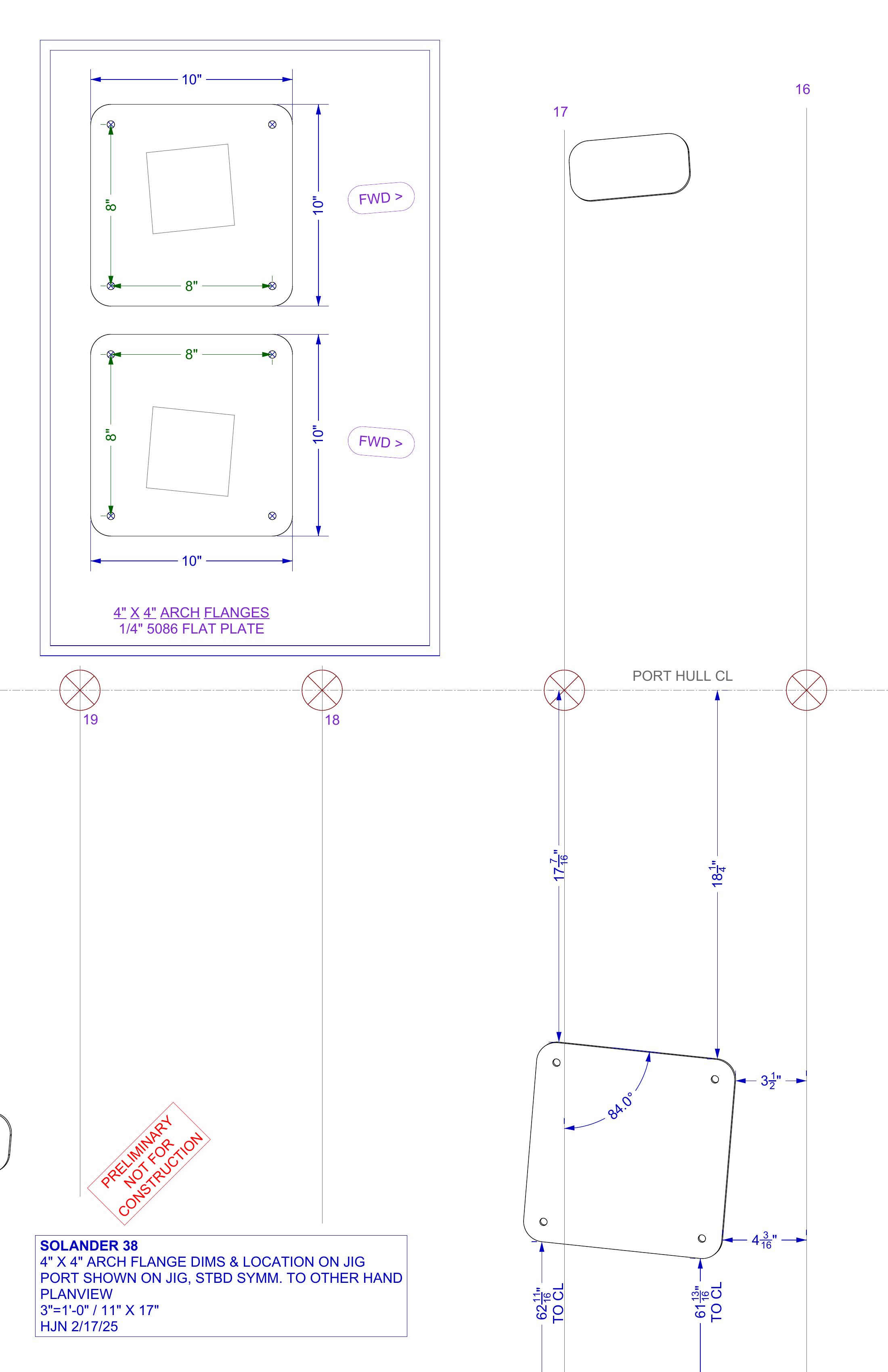 arch flanges dimensions & locations on jig