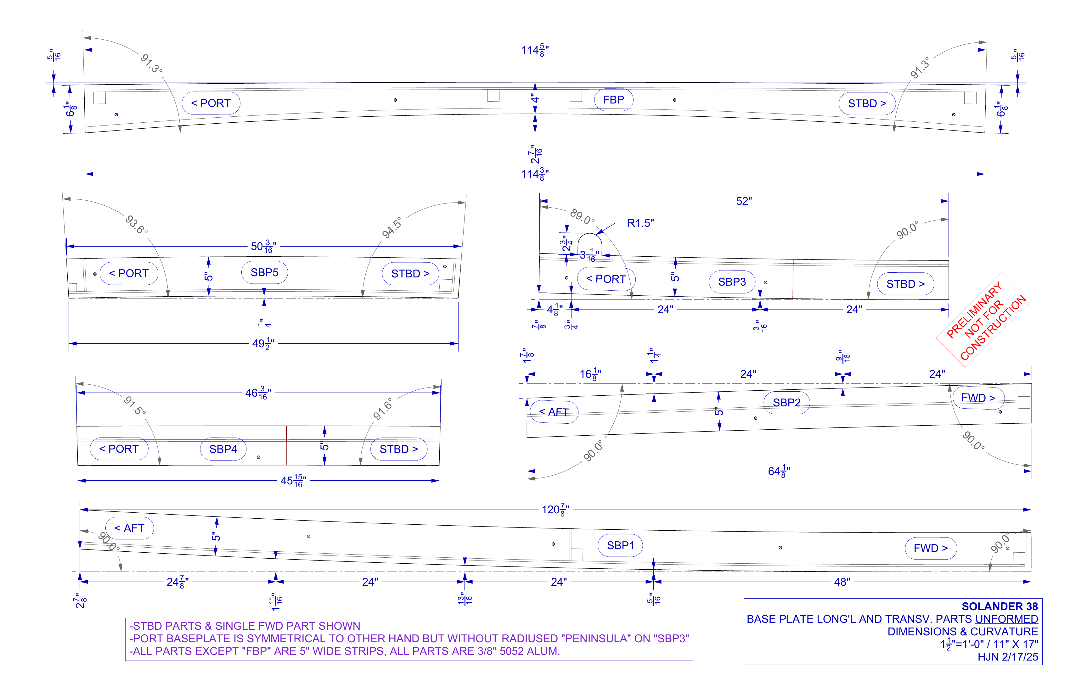 baseplate dimensions & curvature