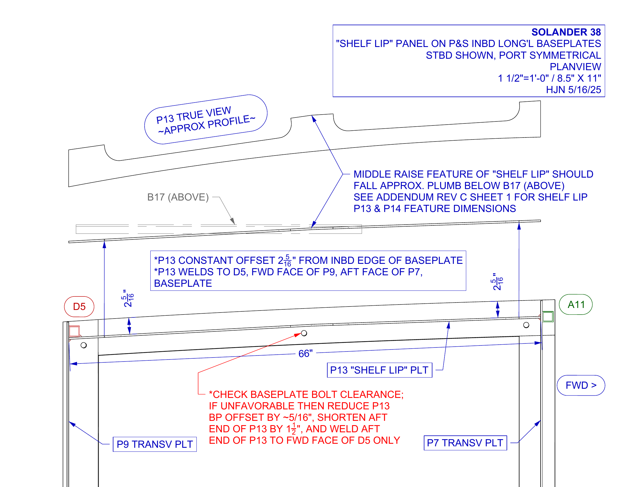 Shelf lip planview location & details