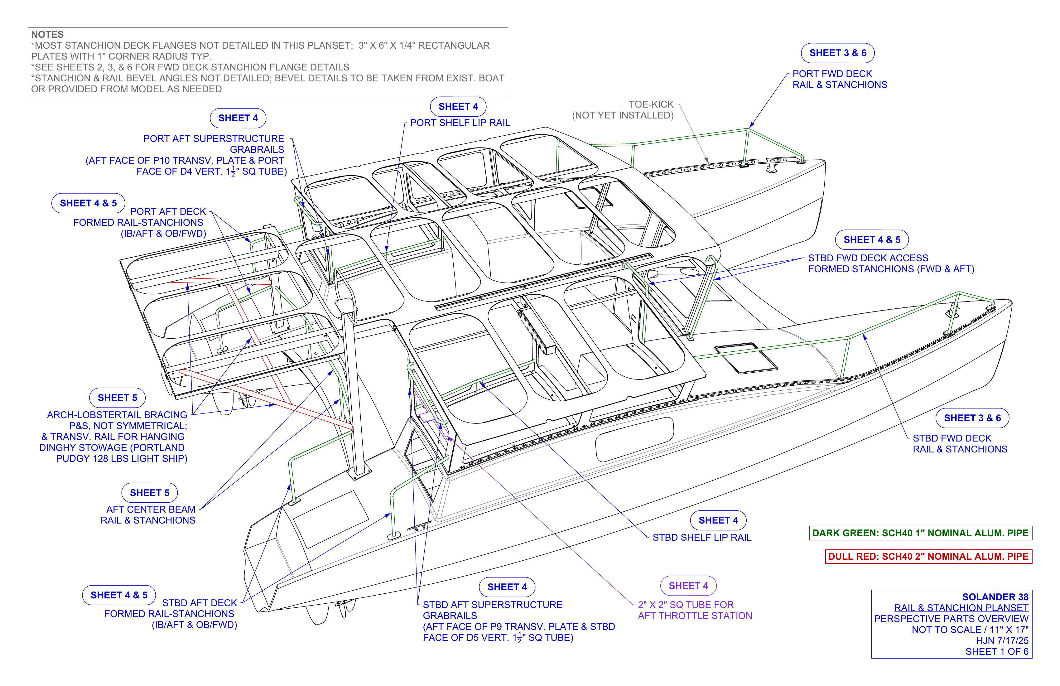 rail & stanchion planset sheet 1 of 6 overview