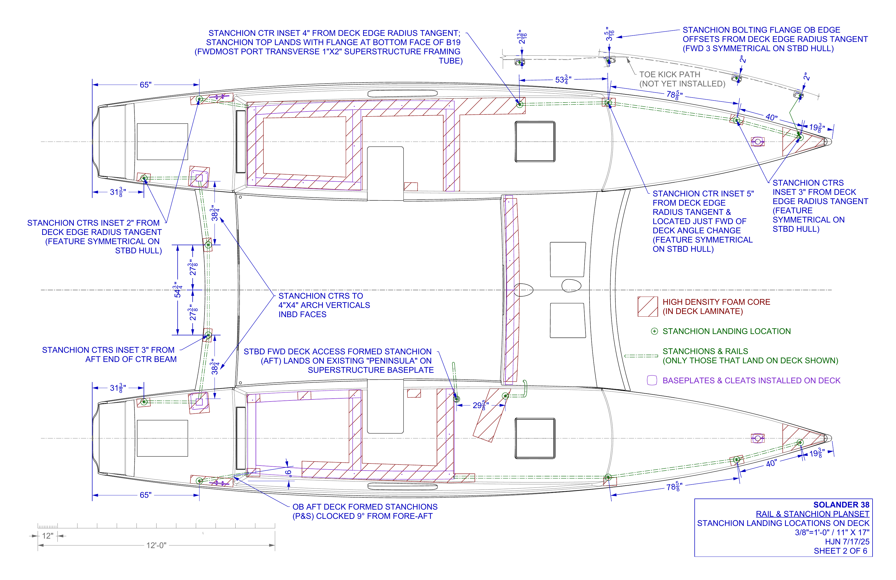 rail & stanchion planset sheet 2 of 6 deck landing locations