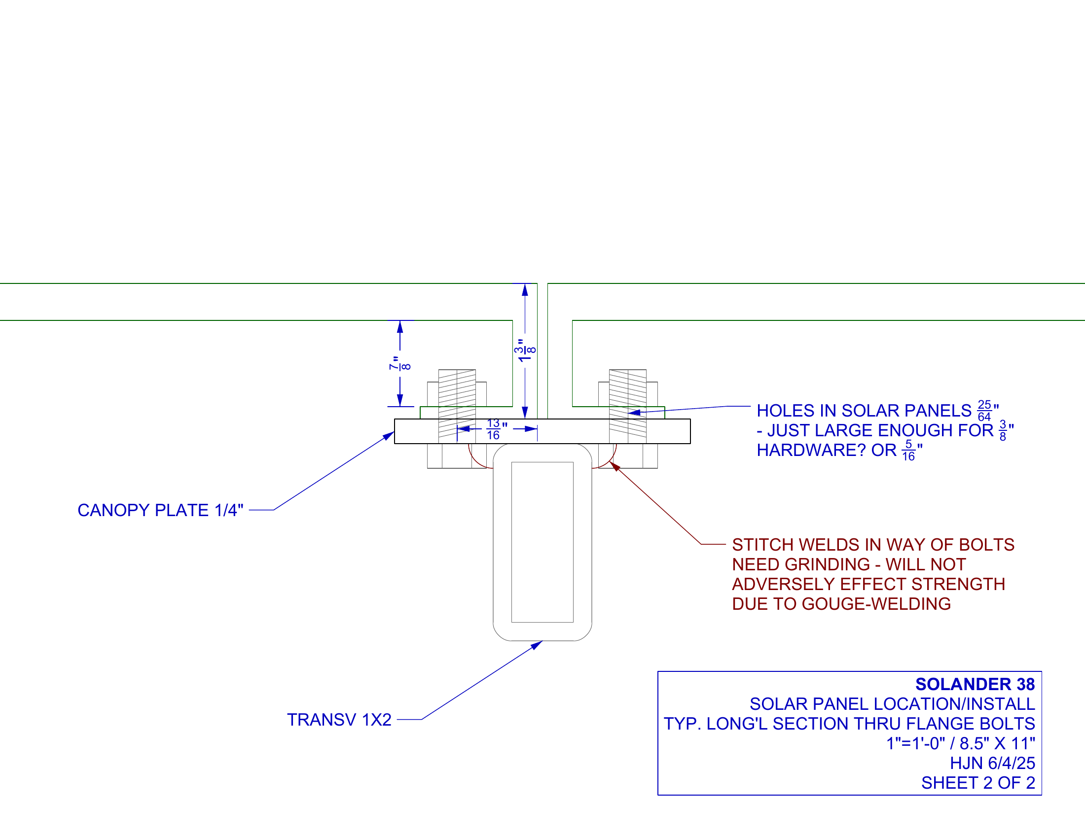 solar panel location sheet 2 of 2 longitudinal section